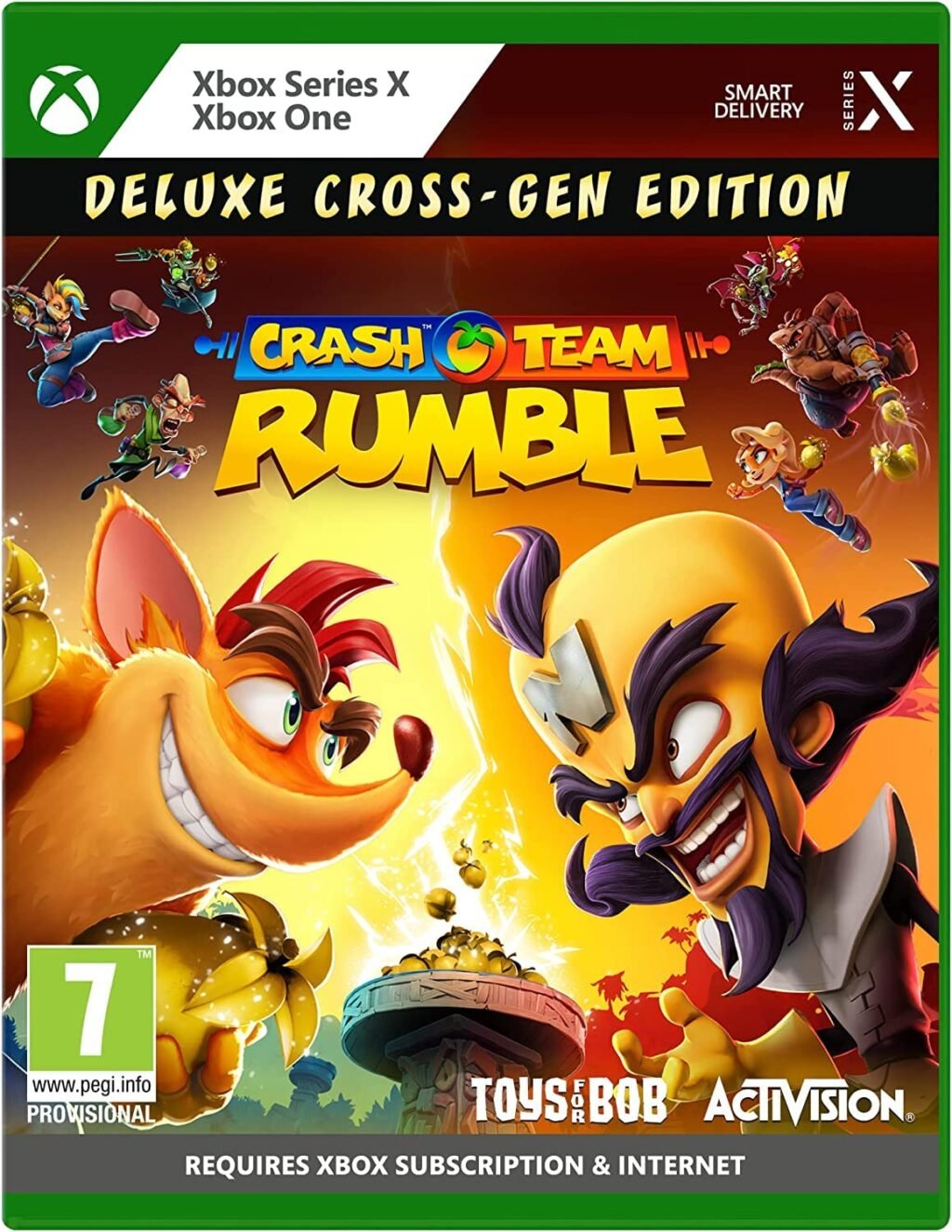 Crash Team Rumble žaidimo dėžutė Xbox konsolėms.
